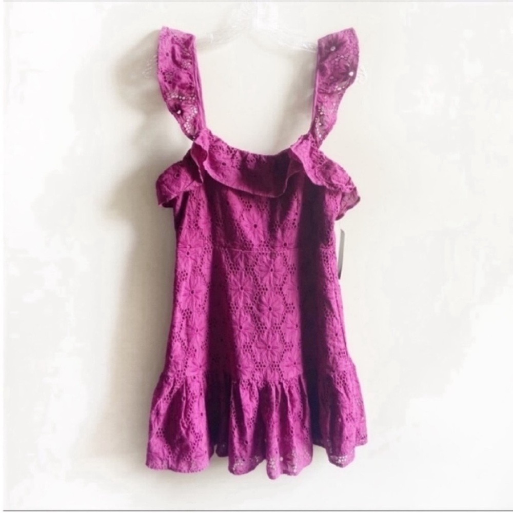 Lulu's Biscay magenta ruffled eyelet lace dress - Picture 2 of 9